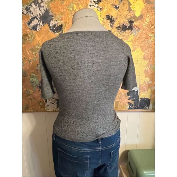 Comme Ca Ism Soft Gray U Neck Pullover Short Sleeve Sweater S - Picture 3 of 8